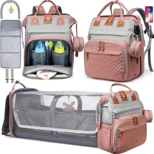 Morfone Baby Diaper Bag Backpack with Changing Station, Large Capacity Baby Bag, Waterproof Travel Backpack with USB Charging Port, Stroller Straps , Baby Shower Gifts