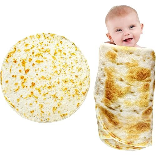 Tortilla Blanket Baby, Baby Burritos Swaddle Blanket, Taco Blanket for Newborn Toddler, 285 GSM Soft Flannel Wearable Wrap Blanket Funny Gifts for Baby Shower Boy Girl 0-3 6 9 Months