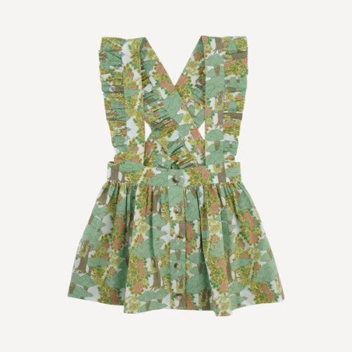 ruffle suspender skirt | endive goldilocks floral | organic cotton woven
