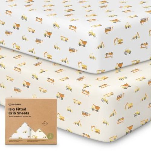 KeaBabies 2pk Isla Fitted Crib Sheets for Boys, Girls, Baby Crib Sheet, Fits Standard Nursery Crib Mattresses (Construction)