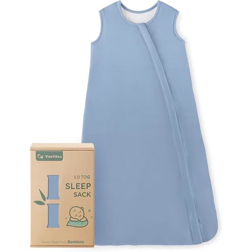 Yoofoss Rayon Made from Bamboo Baby Sleep Sack 6-12 Months 1.0 Tog Baby Wearable Blanket, Super Soft Infant Toddler Sleeping Sack 2-Way Zipper