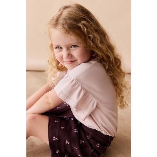 Pima Cotton Courtney Ruffle Top - Soft Misty Rose