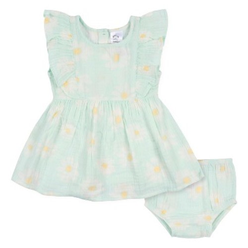 Gerber Baby and Toddler Girls' Gauze Dress & Diaper Cover Set - 2-Piece, Color: Daisies, Size: 4t