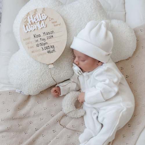 Birth Announcement Plaque - Hello World Balloon | 3 Little Crowns
