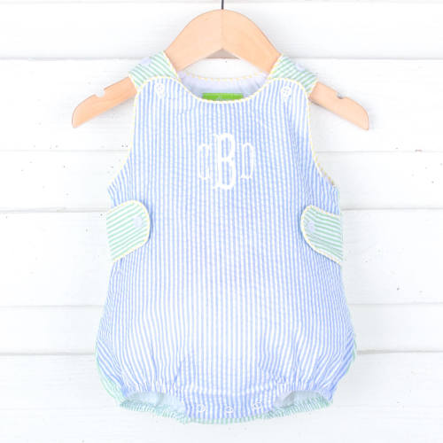 Multi Stripe Seersucker Boy Sun Bubble