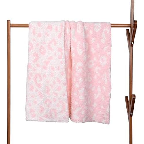 Soft Baby Blanket Baby Cozy Blanket Swaddling Blanket for Newborn Nursery Kids Knit Leopard 30x40 Inch Pink Cheetah