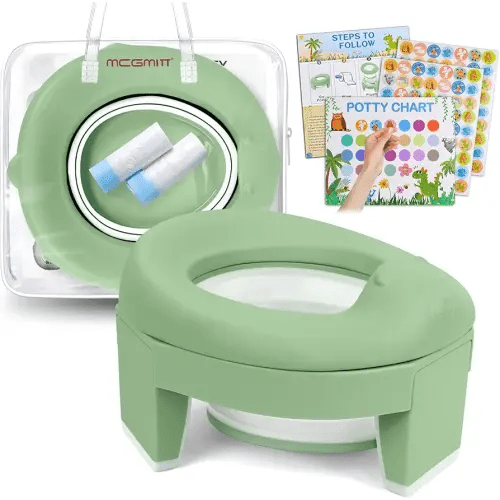 MCGMITT Portable Potty for Kids Travel - Foldable Training Toilet Chair for Toddler with Storage Bags, Potty Training Toilet for Outdoor and Indoor. Clean(Green)