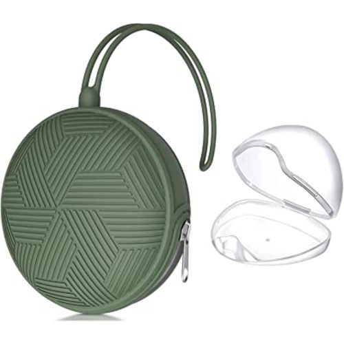 Smlpuame Pacifier Holder Case,BPA Free Portable Pacifier Storage Container,Silicone Baby Pacifier Cover Pouch for Diaper Bag Stroller,Travel Outdoor Activities,Easy to Clean(Army Green)