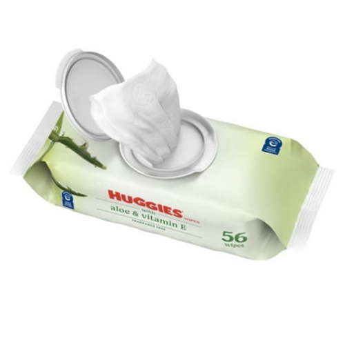 Huggies Wipes for Sensitive Skin with Aloe & Vitamin E, Unscented, 56 Ct Pack