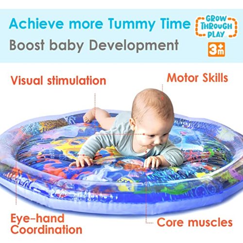 TT TUMMYTIMEZ Premium Tummy Time Water Mat, XL Inflatable Activity Center Promoting Baby Motor and Sensory Development, Grow Through Play Sensory Stimulation Gift for Infants Toddlers Boys Girls