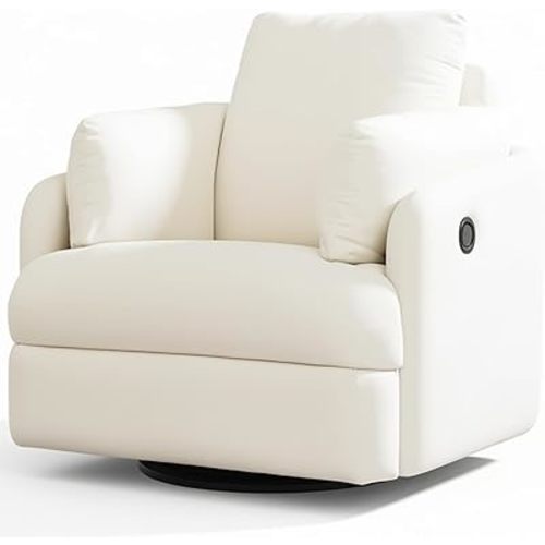 Signature Design by Ashley Modmax Coastal Press-Back Swivel Glider Rocker Recliner with Machine Washable Cover, Hidden Storage Compartments and 2 Bolster Pillows, Beige