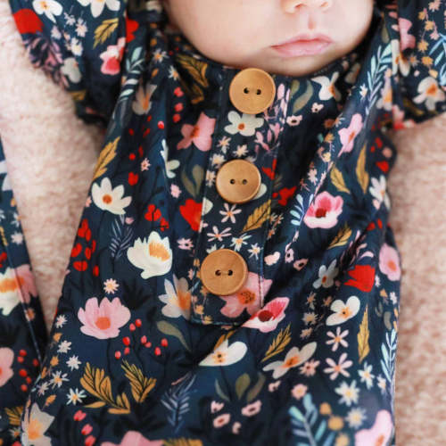 Midnight Meadow Newborn Baby Knot Gown & Hat Set