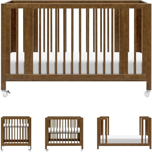 Babyletto Rolli 9-in-1 Convertible All-Stages® Bassinet to Full-Size Crib in Natural Walnut, Greenguard Gold Certified, Portable & Adjustable with Select Conversion kit and Pads Included