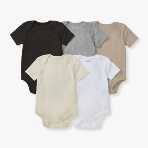 0-3 months Burt's Bees Baby Unisex Organic Cotton Short and Long Sleeve Bodysuits, 5-Pack