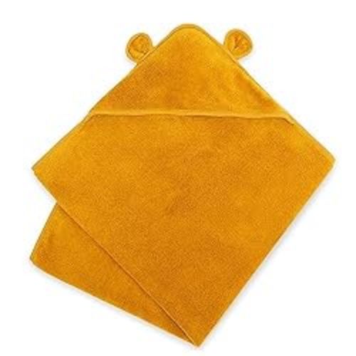 Natemia Organic Hooded Baby Bath Towel - Ultra Soft Cloud Touch Cotton - Absorbent Hooded Bath Towel for Newborns, Babies, and Toddlers - Baby Registry Must-Have - Ochre