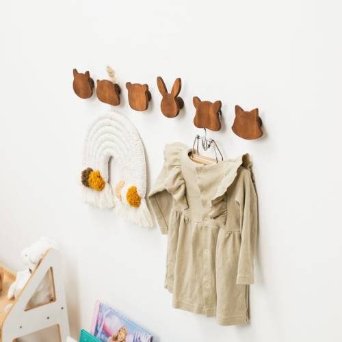 Wooden Animal Wall Hooks for Kids, Woodland Nursery Decor, Wall Mounted Hangers for Boys Room Girls Room, Child Bedroom Decor, Birthday Gift