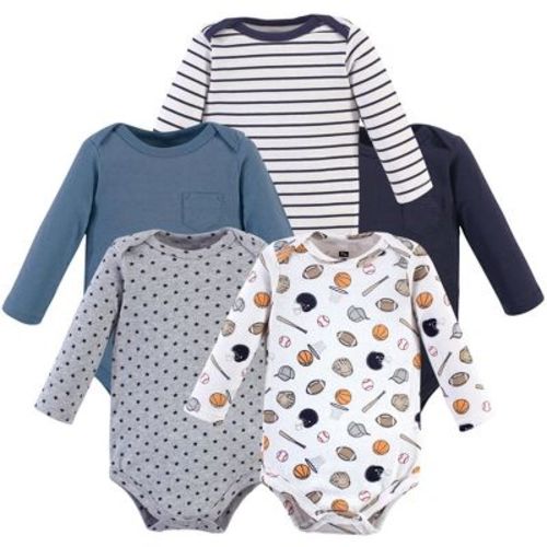 Hudson Baby Infant Boy Cotton Long-sleeve Bodysuits 5pk, Basic Sports, 0-3 Months