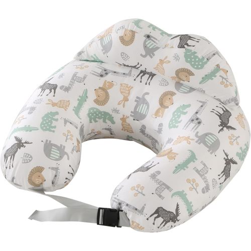 TOPCHANCES Nursing Pillow for Breastfeeding, Multifunctional U Shaped Breastfeeding Pillow with Cotton Pillowcase & 12cm Security Fence (Animal World - Large Size)