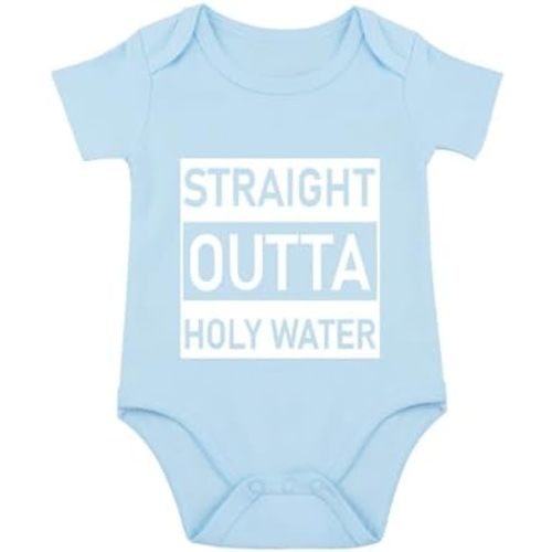 Straight Outta Holy Water Bodysuit Baby Baptismal Baby Bodysuit Baptism For Boy Girl Clothes Christening Infant