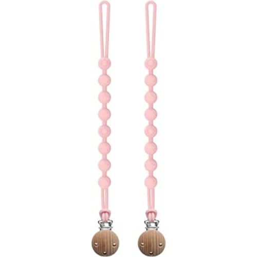 Silicone Pacifier Clip, Seposeve 2 Pack Pacifier Holder Clips, Keeps Pacifier Clean, Soft Flexible Pacifier Leash, Binky Clips for Baby Boys and Girls, Durable - High-Toughness, 2 Pink