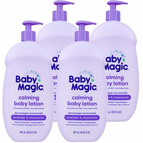 Baby Magic Calming Lotion 30oz Pack of Free of Parabens Phthalates Sulfates and Dyes, Lavender & Chamomile, Pack of 4