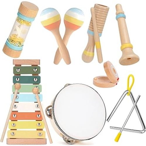 Baby Musical Instruments for Toddlers 1-3, 8PCS Montessori Musical Toy Set with Xylophone, Drum, Maracas...Perfect Toy Gift for 1-3 Year Old Boy Girl
