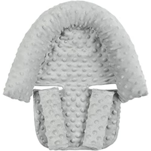 Baby Car Seat Head Support Pillow and Strap Covers, Newborn Infant Soft Headrest Neck Cushion for Carseat, Stroller, Bouncer, Swing (Grey)