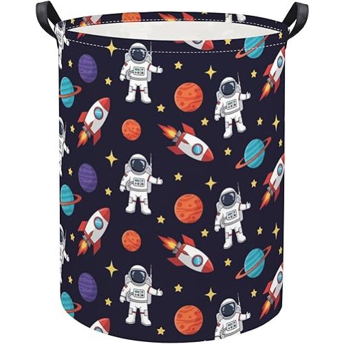 Baby Laundry Basket Kids Hamper Toy Storage Bin for Boys Room Decor Baby Nursery Hamper Gift Baskets for Bedroom Bathroom(Blue Astronaut)
