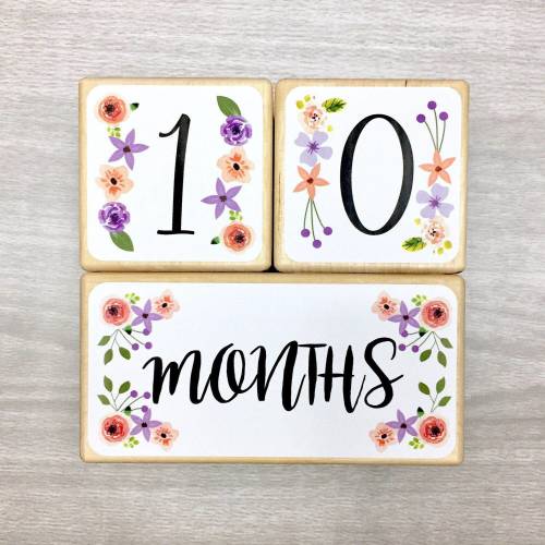 Baby Milestone Blocks - Floral