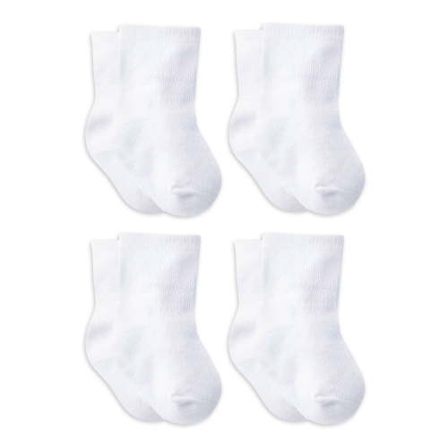 Gerber Baby Gender Neutral White Wiggle-Proof Jersey Socks, 4-Pack, Sizes 0/6 Months - 6/12 Months