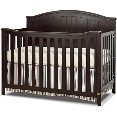 SORELLE FURNITURE Fairview Crib, Classic 4-in-1 Convertible Crib, Made of Wood, Non-Toxic Finish, Wooden Baby Bed, Toddler Bed, Child’s Daybed and Full-Size Bed, Nursery Furniture - Espresso