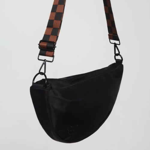 multifunctional sling diaper bag - JET BLACK w brown checker