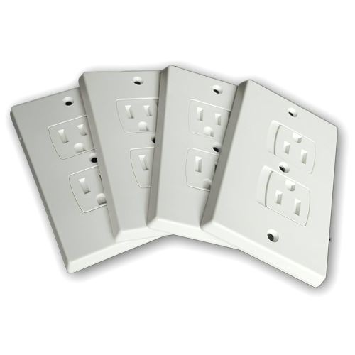 Self-Closing Electrical Wall Outlet Covers for Baby Proofing, Premium Plastic, Standard-Size Child Proof Outlet Cover, 4.6 x 3 Inches, Pack of 4, White - Wonderkid