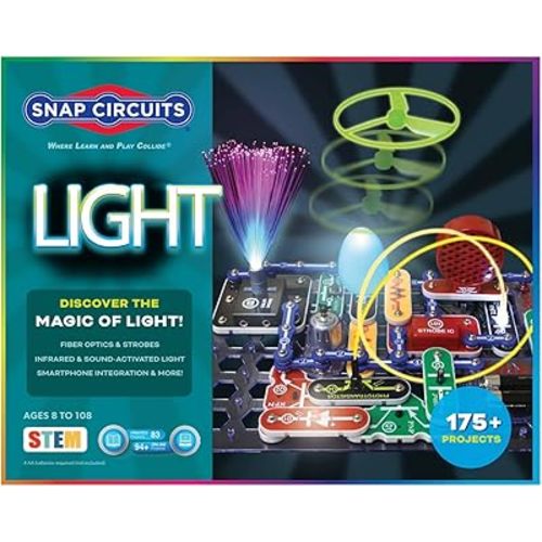 Snap Circuits Light Electronics Exploration Kit | Over 175 Exciting STEM Projects | Full Color Project Manual | 55+ Snap Circuits Parts | STEM Educational Toys for Kids 8+