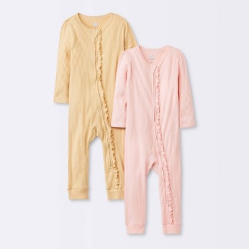 Baby 2pk Basic Wide Rib Romper - Cloud Island™ Pink