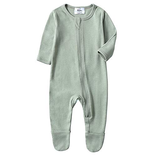 O2Baby Baby Boys Girls Organic Cotton Zip Front Sleeper Pajamas, Footed Sleep 'n Play