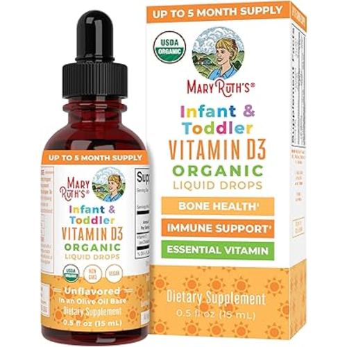 Amazon.com : MaryRuth Organics USDA Organic Vitamin D Drops | Vitamin D3 Liquid | Sugar Free | Liquid Vitamin D Drops Immune Support for Infants & Toddlers | VIT D3 | Gluten Free | Non-GMO | 90-150 Servings : Health & Household