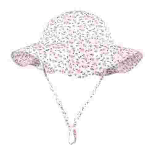 Hudson Baby Infant and Toddler Girl Sun Protection Hat, Pink Berry Floral, 0-6 Months