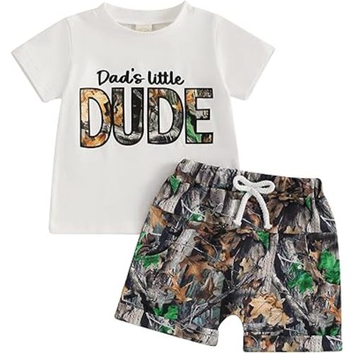 PUHHAPIEY Toddler Baby Boy Summer Clothes Retro Camo Hunting Shirts T-Shirt Camouflage Shorts Set 6 12 18 24 Months 2T 3T 4T