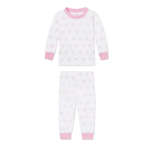 LAKE | Baby | Pima Cotton Pajamas | Darling Pink Heart Baby Long-Long Set