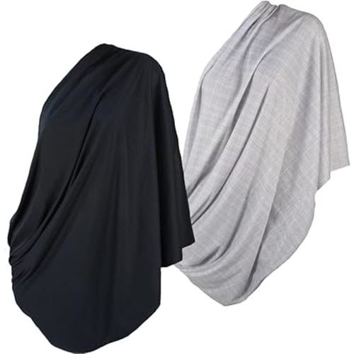 LK Baby Infinity Nursing Scarf Breastfeeding Cover Ultra Soft Premium Jersey Polyester (2pk black/grey)