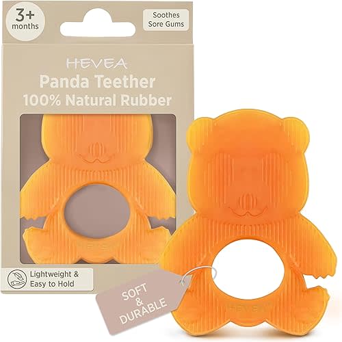 HEVEA Natural Rubber Baby Teether - for Soothing Sore and Itchy Gums, Baby Teething Toy - Bpa, Silicone Free - 4+ Months, Single Pack (Panda)