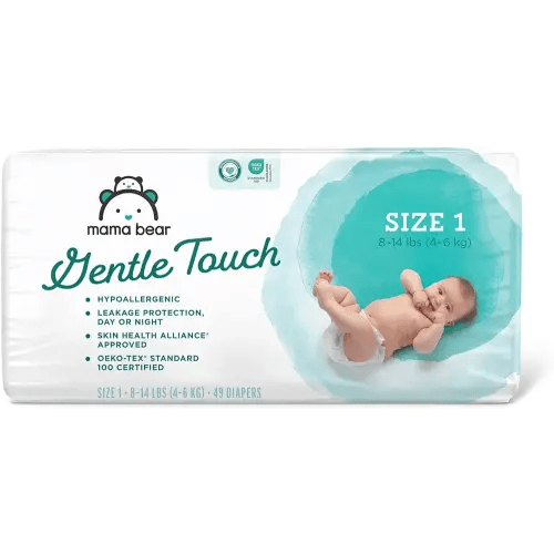 Amazon Brand - Mama Bear Gentle Touch Diapers, Hypoallergenic, Size 1, 49 Count, White