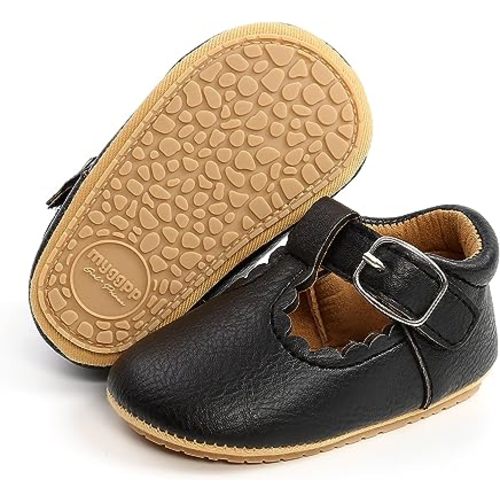 SOFMUO Baby Boys Girls Lace Up Leather Sneakers Soft Rubber Sole Infant Moccasins Newborn Oxford Loafers Anti-Slip Toddler Wedding Uniform Dress Shoes