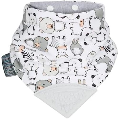 Cheeky Chompers Neckerchew Teething Bib, 2-in-1 Bandana Style Bib w/Food Grade Silicone Teether