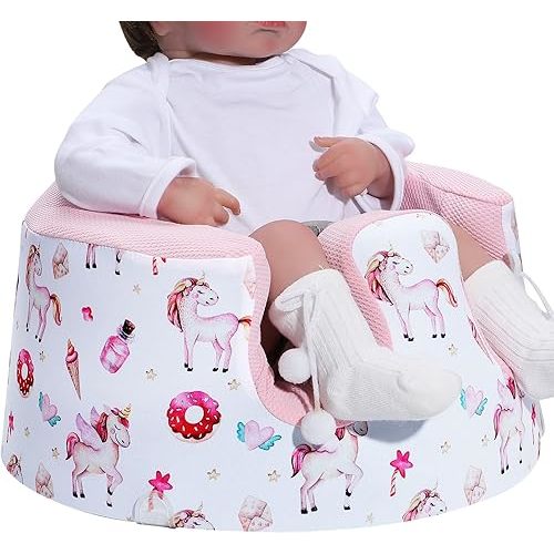 Seat Cover Compatible with Bumbo Seat & Nuby Seat, Soft Breathable Mesh Fabric for Summer, Anti-Slip, Cover Only - Pink Unicorn