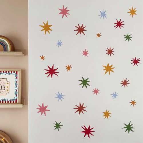 Colourful Stars wall stickers, removable fabric sticker, star wall decal, wallpaper effect wall sticker