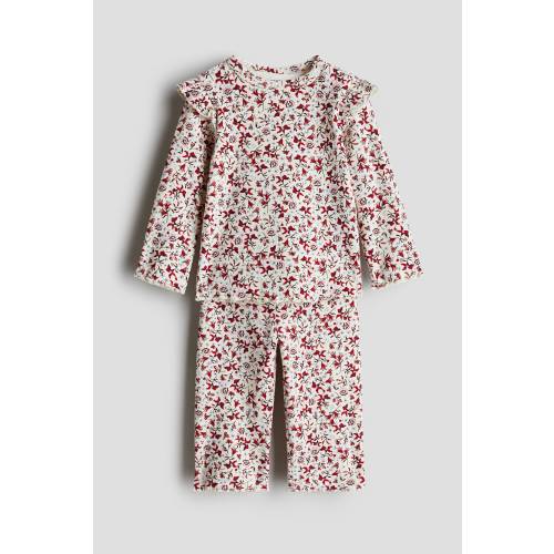 2-PIECE RUFFLE-TRIMMED COTTON JERSEY SET