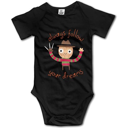 OASCUVER Infant Baby Always Follow Your Dreams Cute Funny Bodysuit - Black - 18 Months