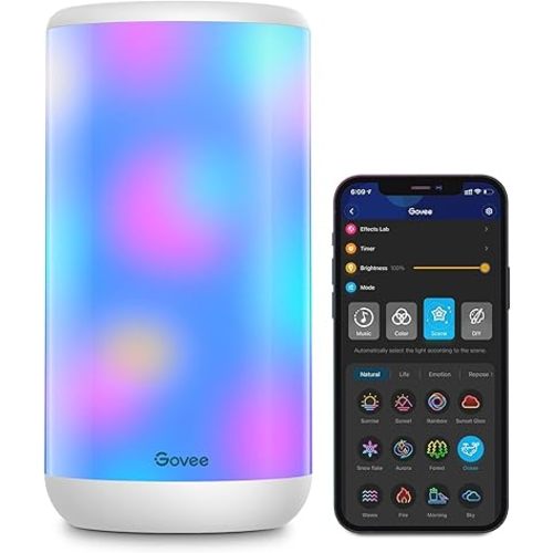 Govee RGBIC Table Lamp, Smart Lamp Work with Alexa, LED Lamp with Music Sync and 43 Scene Modes, Color Changing Lamp for Bedroom Decor, Dimmable Night Light (Corded Electric)